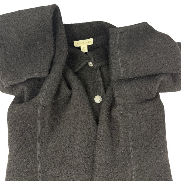 Appleseeds Boiled Wool Shirt Jacket Black Size XL Chunky Button Front Pockets - Picture 13 of 15